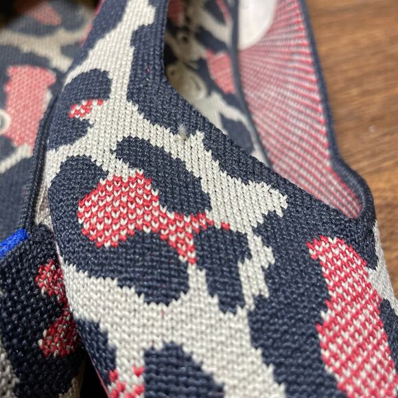 Rothy's Shoes Women's Red Cat Leopard Print Ballet Slip On Flats W 8.5 - Picture 11 of 16